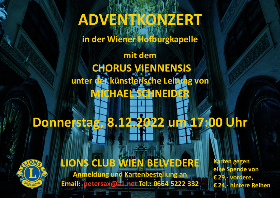 Adventkonzert vom Lions Club Wien Belevedere